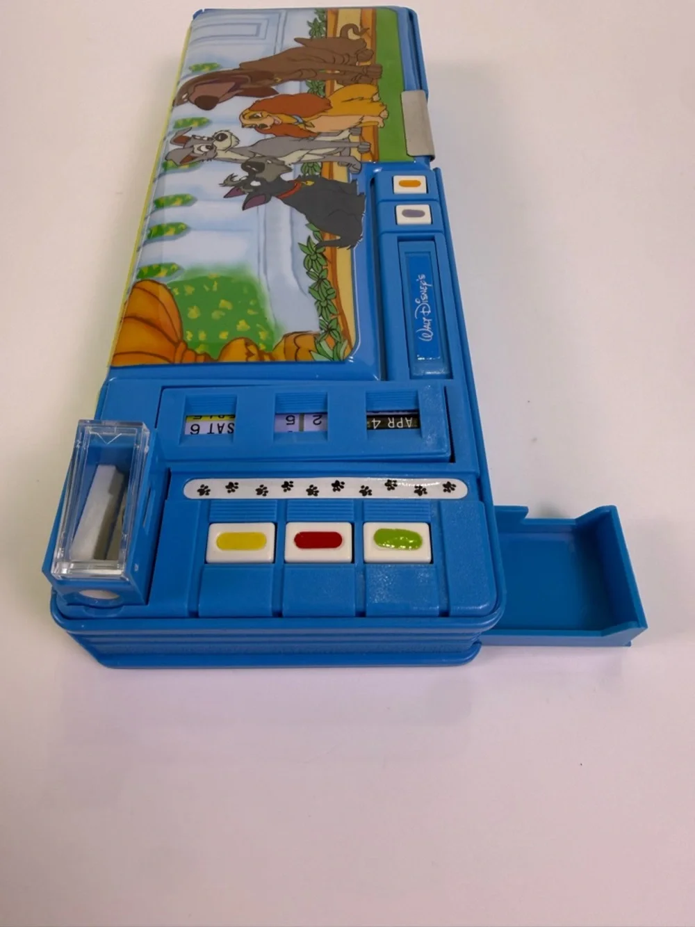 Vintage Disney Lady and the Tramp Pencil Box Case Pop-Up Organizer Rare Mint